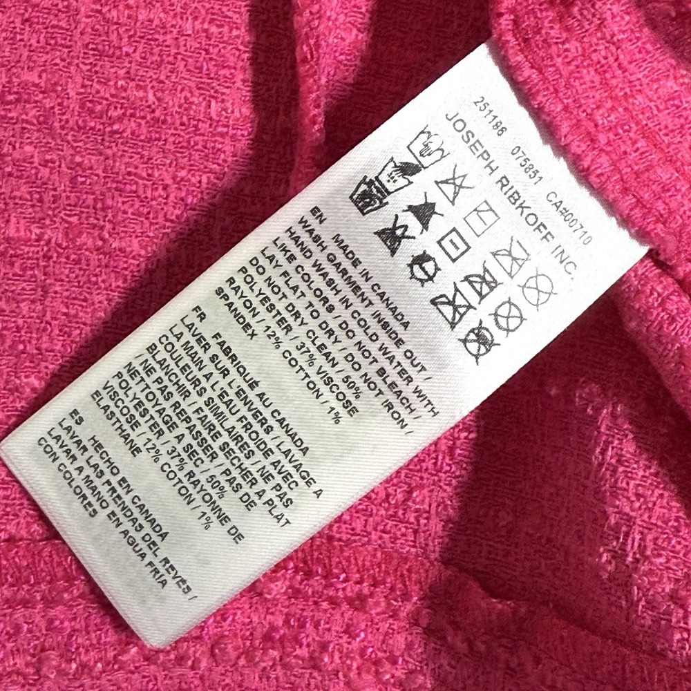 Joseph Ribkoff Jacket Women 10 Boucle Cropped Pink Button Detail Career $285 NWT - Picture 12 of 15